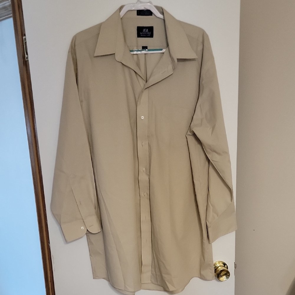 Stafford Men's Beige Dress Shirt Size XT , New